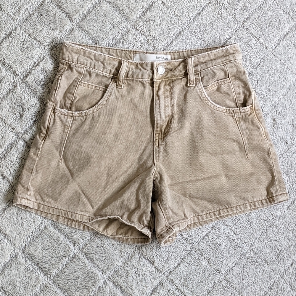 Bridge by Gly High Waist Mom Jean Shorts Women’s 25 Beige Denim